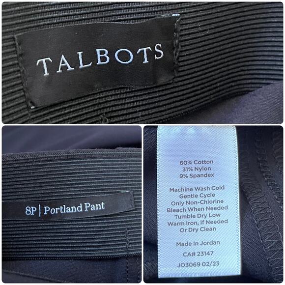 Talbots Black Portland Side Zipper Slim Leg Petite Size 8 Pants 24.5 Inch Inseam - Picture 13 of 14